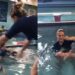 To Teach Swimming The Innocent Was Thrown Into A Pool Filled With Water See What Happened Next, You Will Be Shocked To See The VIDEO