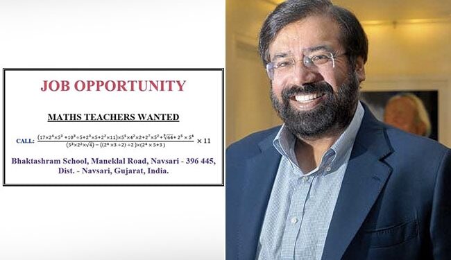 Harsh Goenka Shares Brilliant Unique Ad Ad By Gujarat School Seeking Maths Teachers See Viral Post