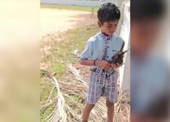 जाल में बुरी तरह फंसे कौए को सुरक्षित निकालकर बच्चे ने सिखा दी इंसानियत की सीख. देखें वीडियो