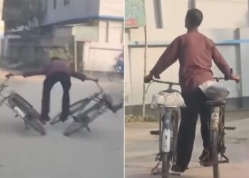 Watch: Man Doing Shocking Stunt On Two Cycles People Were Shocked After Seeing This Talent Viral Video, Viral Stunt Video, Stunt Master, Stunt Man, Stunt On Cycles