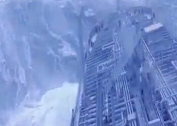 Viral Video Of A Ship Navigating Through Massive Waves In Atlantic Ocean