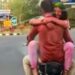 Couple Romance On Bike, Bike Par Romance: Jaipur Couple Seen Romancing On Moving Bike After Celebrating Holi