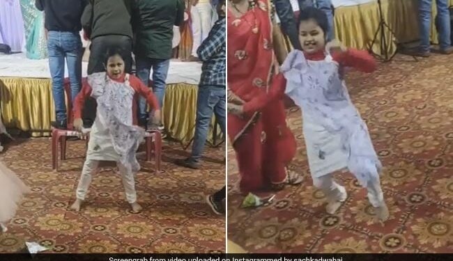 Little Girl Dances On 52 Gaj Ka Daman Haryanvi Song At A Wedding People Forgetting The Bride And Groom In Viral Video