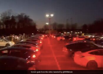Tesla Cars Put Up A Light Show To RRR Naatu Naatu In New Jersey See Viral Video