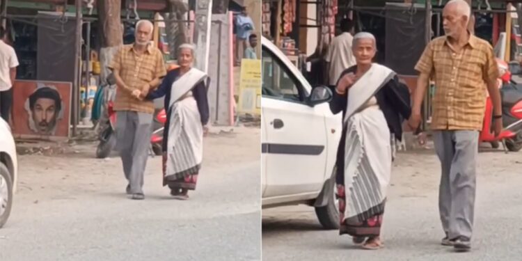 Elderly Man Holding The Hand Of Wife Walking On The Road Did Something Like This Internet Says Every Woman Wants This – सड़क पर चल रही पत्नी का हाथ पकड़कर बुजुर्ग पति ने किया कुछ ऐसा, लोग बोले