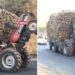Viral Video: An Tractor Overloaded With Sugarcane Performs Risky Stunt On Highway, Dangerous Tractor Stunt, HIGHWAY STUNT, STUNT VIDEO
