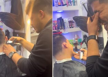 Funny Talent Hair Cut Video: Boy Getting Haircut Folds Ear While Sideburns
