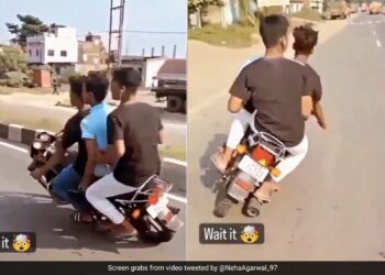 Boys Were Driving Splendor Bike Waving Like Nagin What Happened Next Internet Says Tata Byebye Khatam – नागिन की तरह बाइक को लहरा रहे थे 3 लड़के, कुछ सेकंड बाद जो हुआ, लोग बोले