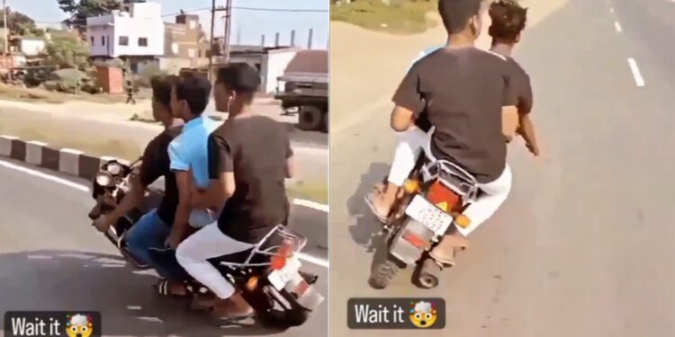 Boys Were Driving Splendor Bike Waving Like Nagin What Happened Next Internet Says Tata Byebye Khatam – नागिन की तरह बाइक को लहरा रहे थे 3 लड़के, कुछ सेकंड बाद जो हुआ, लोग बोले