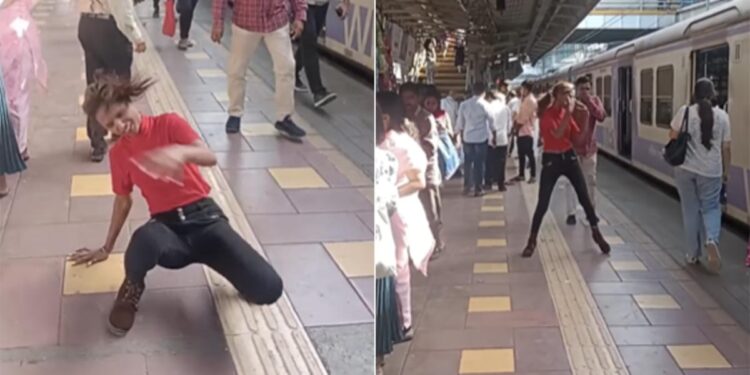 Girl Dancing Strangely Among Passengers Walking On The Railway Platform People Got Scared See Viral Video – रेलवे प्लेटफॉर्म पर चल रहे यात्रियों के बीच अजीबोगरीब डांस करने लगी लड़की, डर गए लोग, बोले