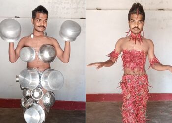 Mirchi Javed Hansi Ka Video: Man Wearing Dress Made Of Chillies And Utensil Funny Video Goes Viral Comptitor Of Uorfi Aka Urfi Javed