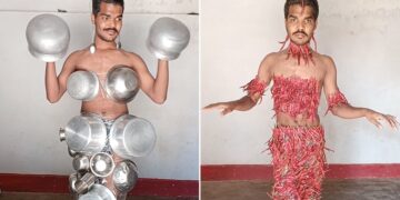 Mirchi Javed Hansi Ka Video: Man Wearing Dress Made Of Chillies And Utensil Funny Video Goes Viral Comptitor Of Uorfi Aka Urfi Javed