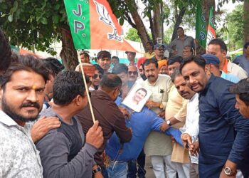 भारतीय जनता पार्टी कार्यकर्ताओं ने राहुल गांधी का जलाया पुतला